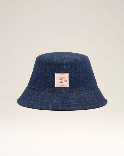 AMI Blue Denim Cotton Heritage Patch Hat