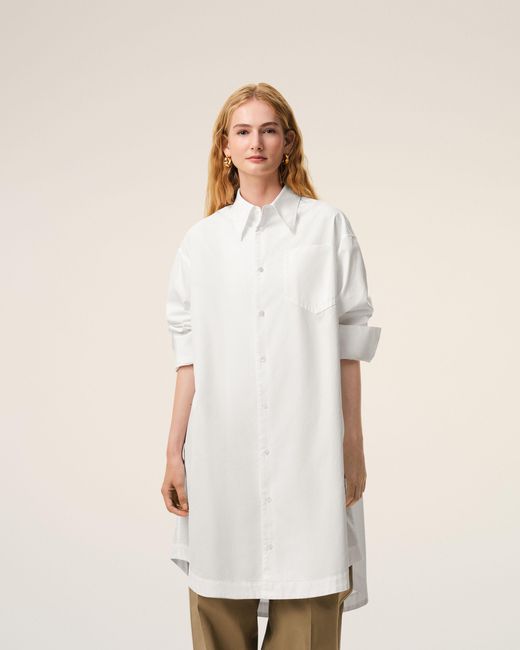 AMI Natural Cotton Ami De Coeur Wide Shirt Dress
