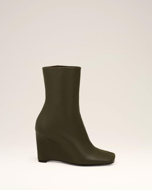 AMI Black Leather Bicolor Ankle Boots