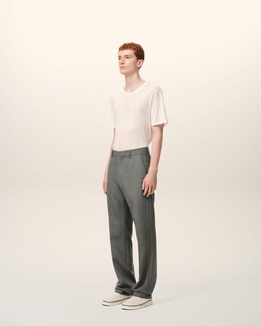 AMI Gray Wool Straight Trousers for men