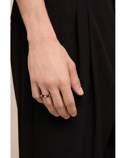 AMI Black Striped Ami Signature Ring for men