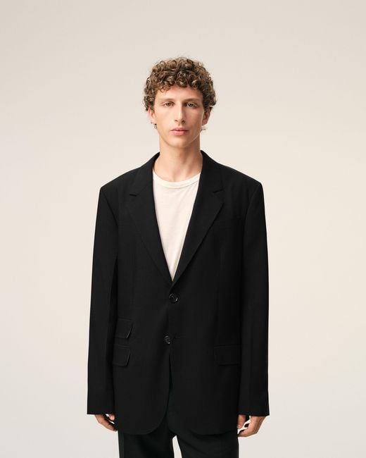 AMI Black New Wool Straight Single Breasted Jacket for men
