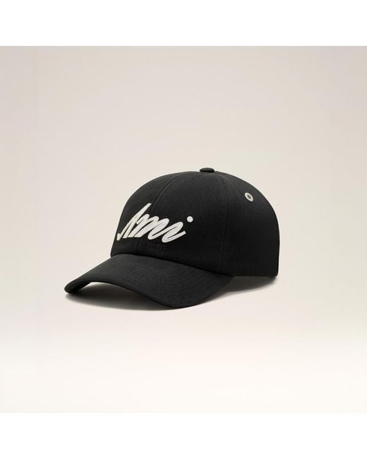 AMI Black Cotton Ami Felt Patch Cap