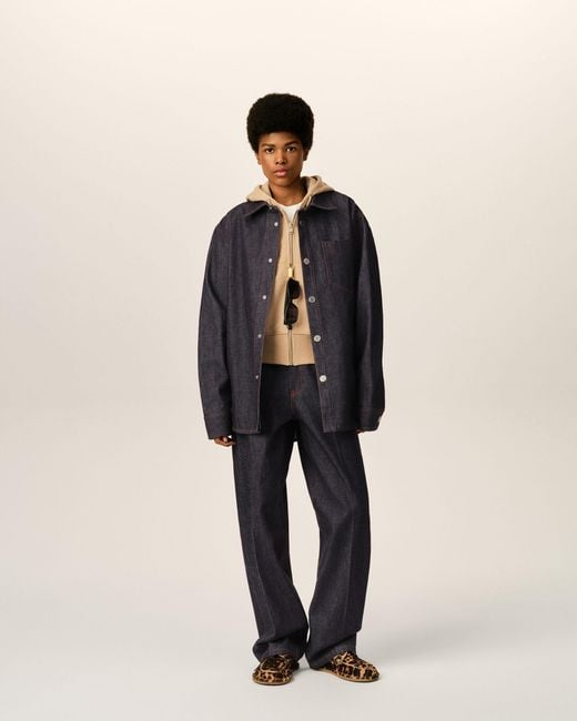 AMI Blue Cotton Overshirt With Ami De Coeur