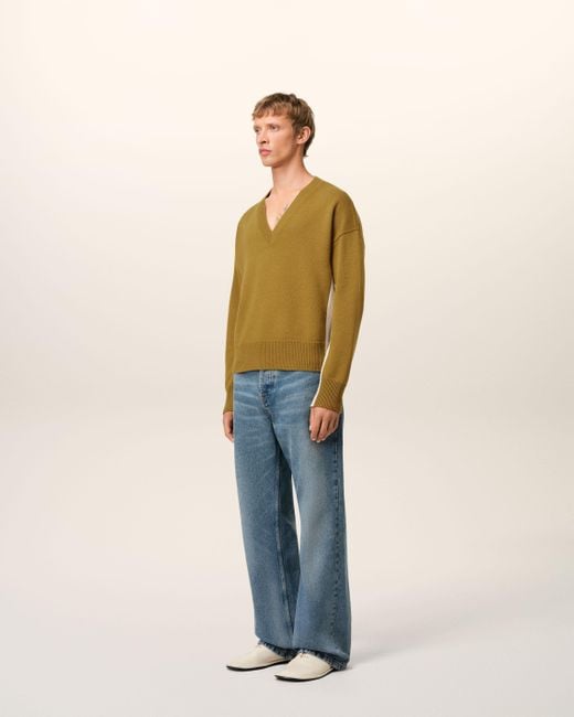 AMI Zweifarbiger Strickpullover Mit V-Ausschnitt Aus Wolle in Green für Herren