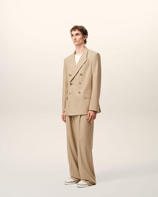 AMI Natural New Wool Double Breasted Straight Jacket for men