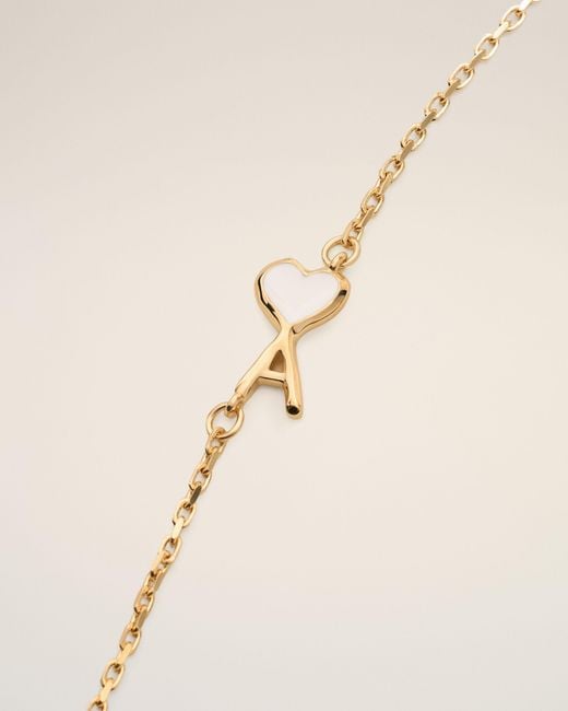 AMI Natural Brass Necklace With Hammered Ami De Coeur