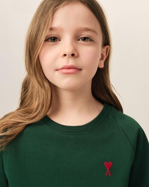 AMI Green Cotton T-Shirt With Ami De Coeur