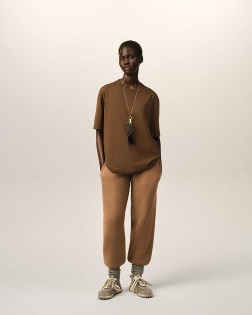 AMI Brown Cotton T-Shirt With Embossed Ami De Coeur