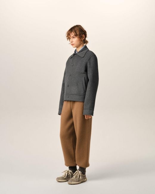 AMI Gray Button-Down Wool And Cashmere Jacket