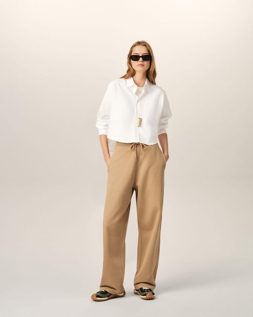 AMI Natural Cotton Cropped Shirt With Embossed Ami De Coeur