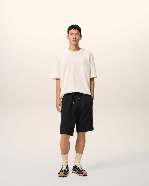 AMI Black Cotton Ami De Coeur Short for men
