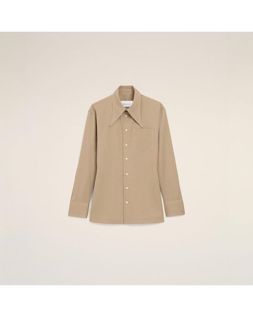 AMI Natural Cotton Sharp Collar Fitted Shirt