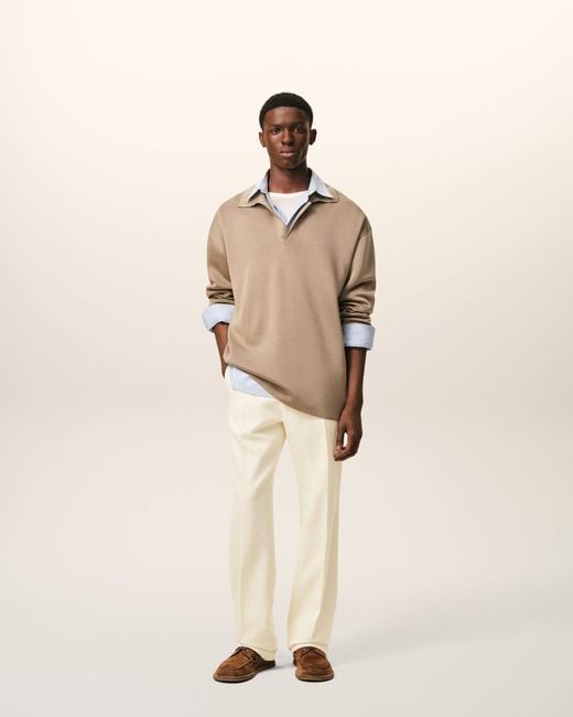 AMI Natural Wool Straight Trousers for men