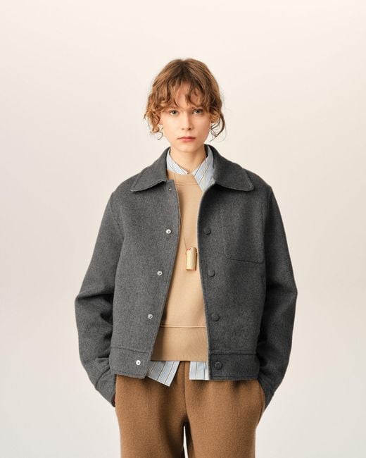 AMI Gray Button-Down Wool And Cashmere Jacket