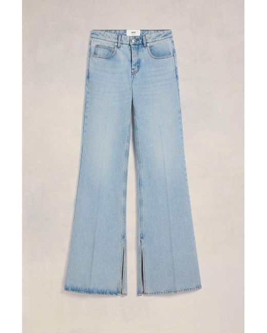 AMI Blue Slitted Flare Fit Jeans