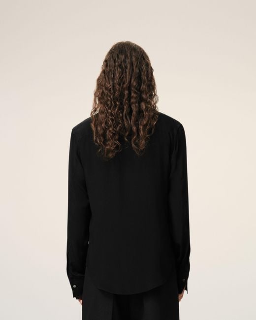 AMI Black Blended Silk Sharp Collar Adjusted Shirt for men