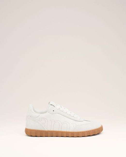 AMI Natural Cowhide Leather Step Sneakers