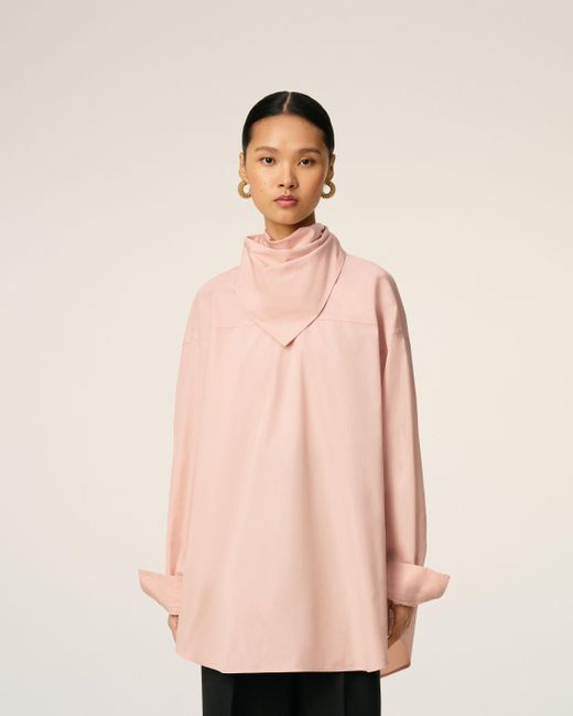 AMI Pink Cotton Long Sleeves Bandana Blouse