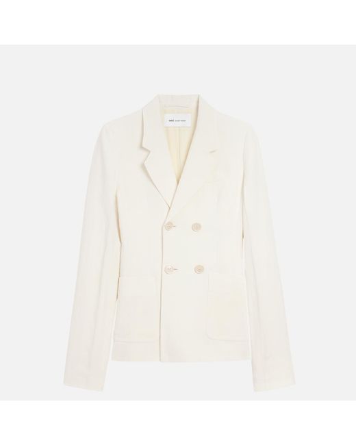 AMI Natural Linen Double Breasted Bar Jacket