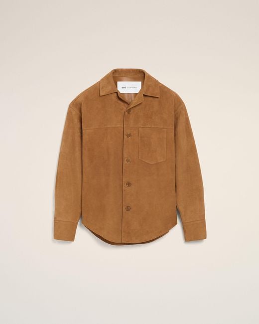 AMI Natural Goat Leather Buttoned Overshirt