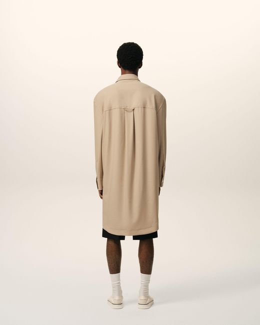 AMI Natural New Wool Ami De Coeur Wide Shirt Dress
