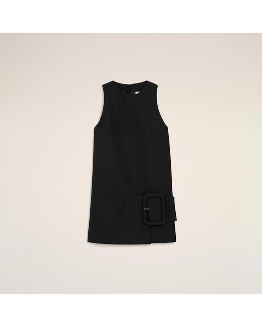 AMI Black New Wool Belted Mini Dress