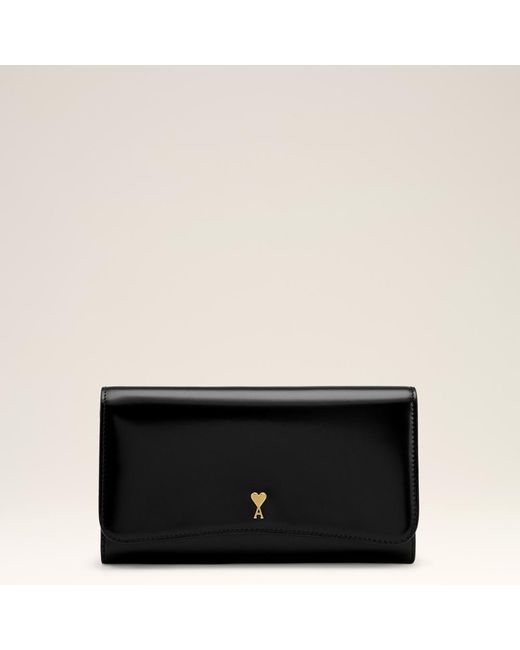 AMI Black Cow Leather Paris Paris Continental Wallet