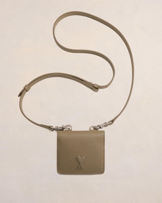 Ami Paris Ami De Coeur Strap Card Holder in Natural | Lyst UK