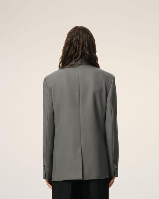 AMI Gray New Wool Single Breasted Straight Jacket for men