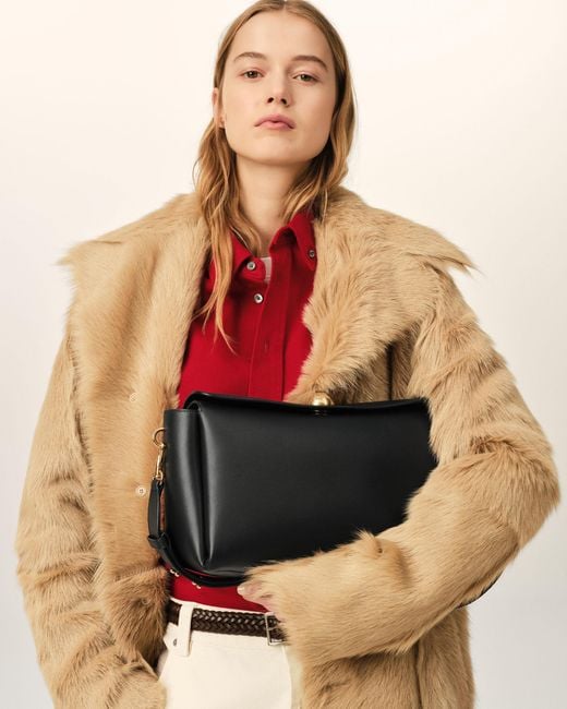 AMI Black Cow Leather Carrousel Medium Bag