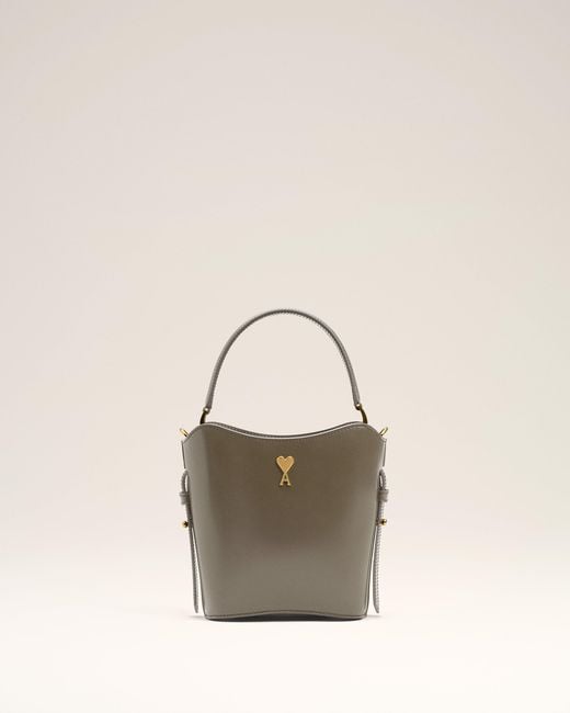 AMI Natural Glazed Leather Mini Paris Paris Bucket Bag