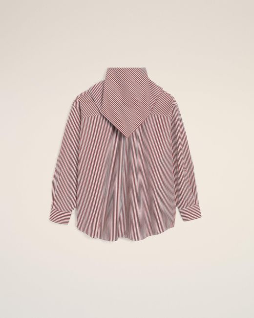 AMI Pink Burgundy Cotton Long Sleeves Striped Bandana Blouse