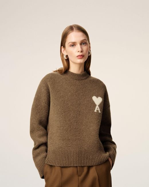 AMI Natural Alpaca Ami De Coeur Crewneck Sweater