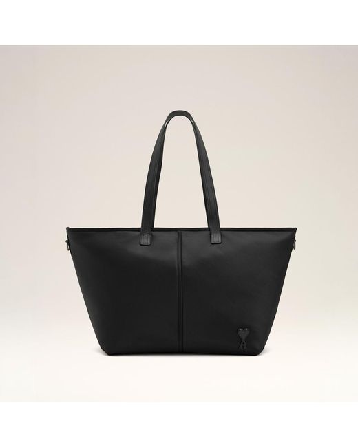 AMI Black Nylon Marcel Small Shopping Bag