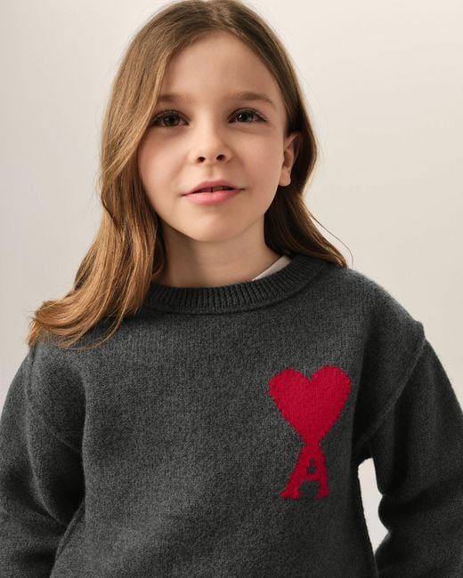 AMI Multicolor Crewneck Wool Sweater With Ami De Coeur