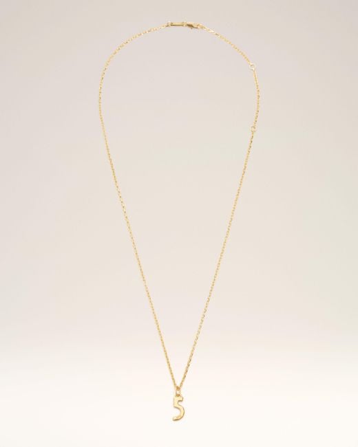 AMI Natural Brass Hammered "5" Pendant Necklace
