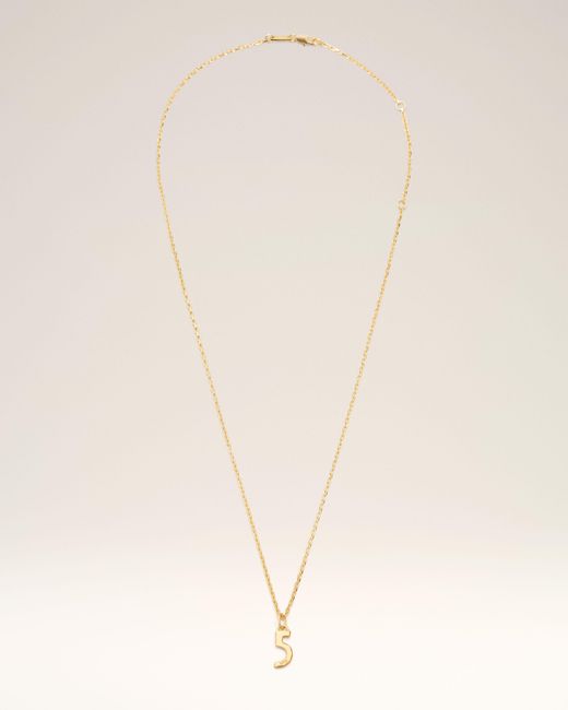 AMI Natural Brass Hammered "5" Pendant Necklace