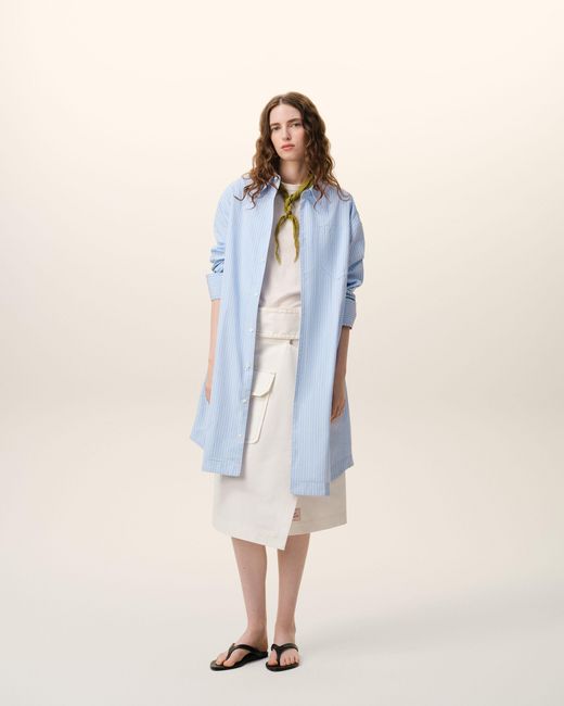 AMI Blue Cotton Ami De Coeur Wide Shirt Dress