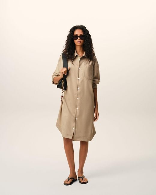 AMI Natural New Wool Ami De Coeur Wide Shirt Dress