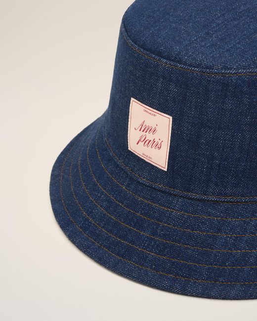 AMI Blue Denim Cotton Heritage Patch Hat
