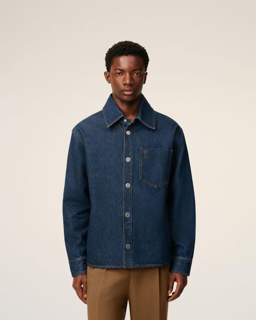 AMI Blue Cotton Ami De Coeur Overshirt