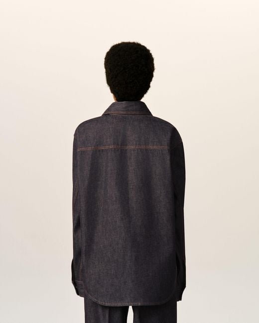 AMI Blue Cotton Overshirt With Ami De Coeur