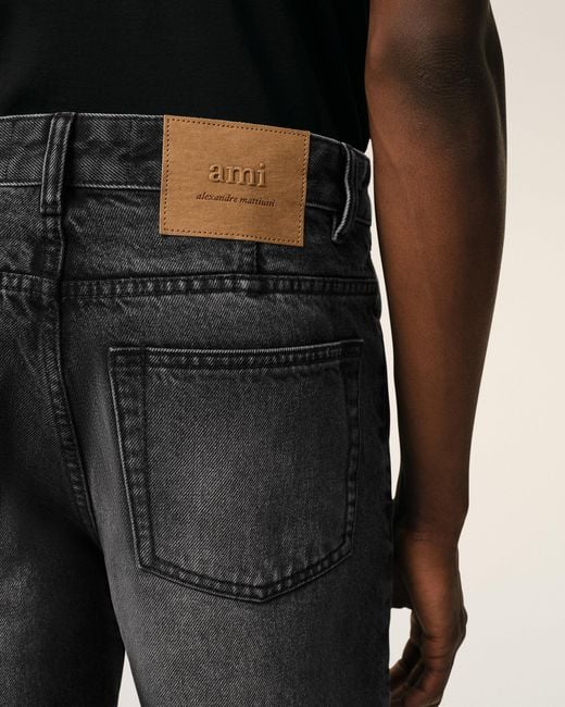 AMI Black Cotton Tapered Fit Jeans for men