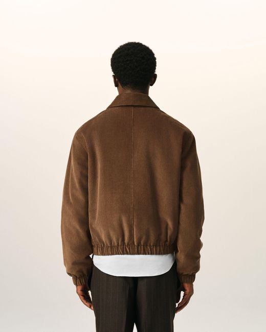 AMI Brown Corduroy Cotton Padded Jacket With Ami De Coeur for men