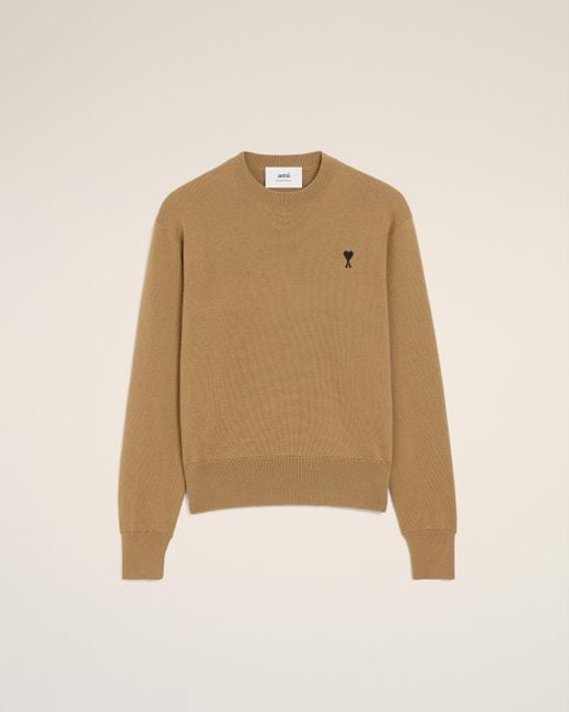 AMI Natural Wool Ami De Coeur Crewneck Sweater for men