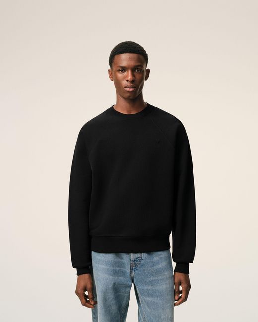 AMI Black Cotton Embossed Ami De Coeur Sweatshirt