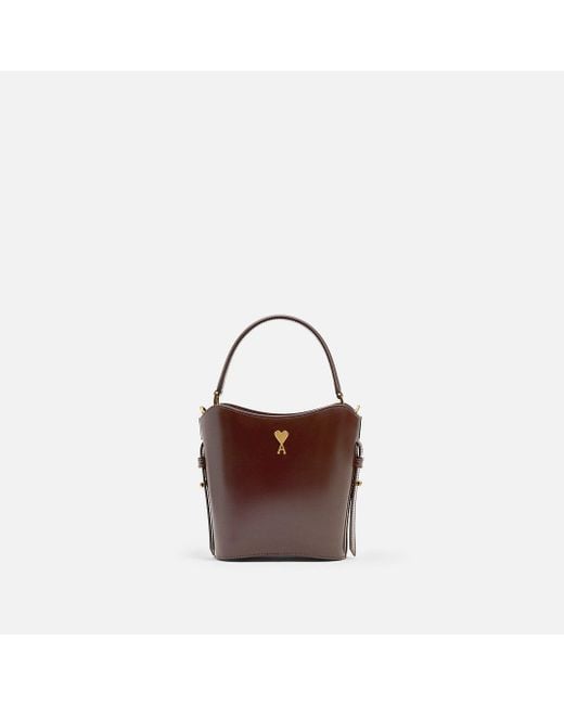 AMI Natural Mini Paris Paris Bucket Bag Aus Glasiertem Leder