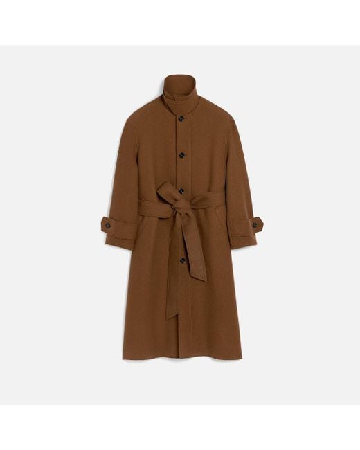 AMI Brown Wool Belted Mac