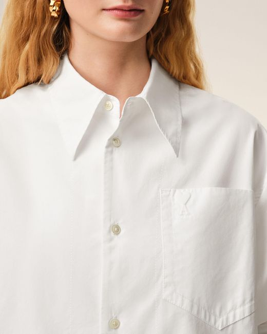 AMI Natural Cotton Ami De Coeur Wide Shirt Dress